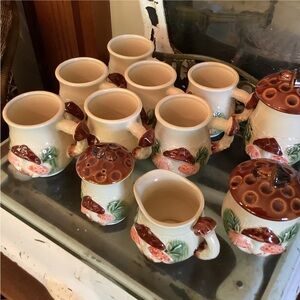 Vintage 1970’s Empress By Haruta Mushroom Mugs Shaker Canisters Creamer